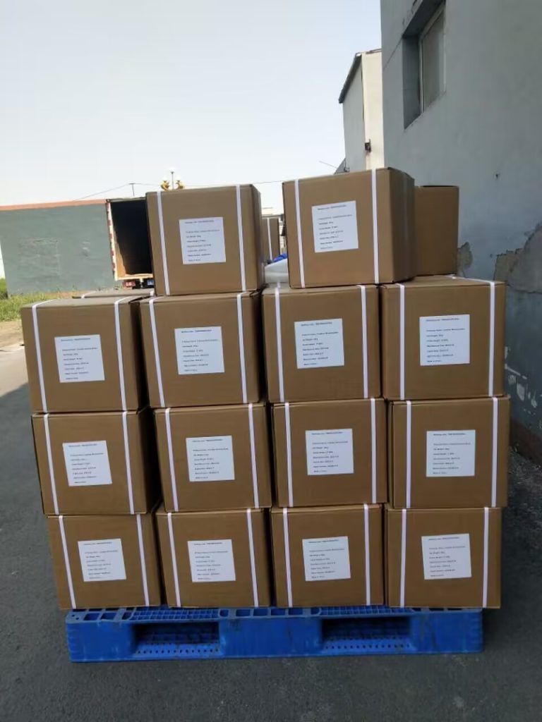 Bulk creatine monohydrate shipment prepared for export delivery