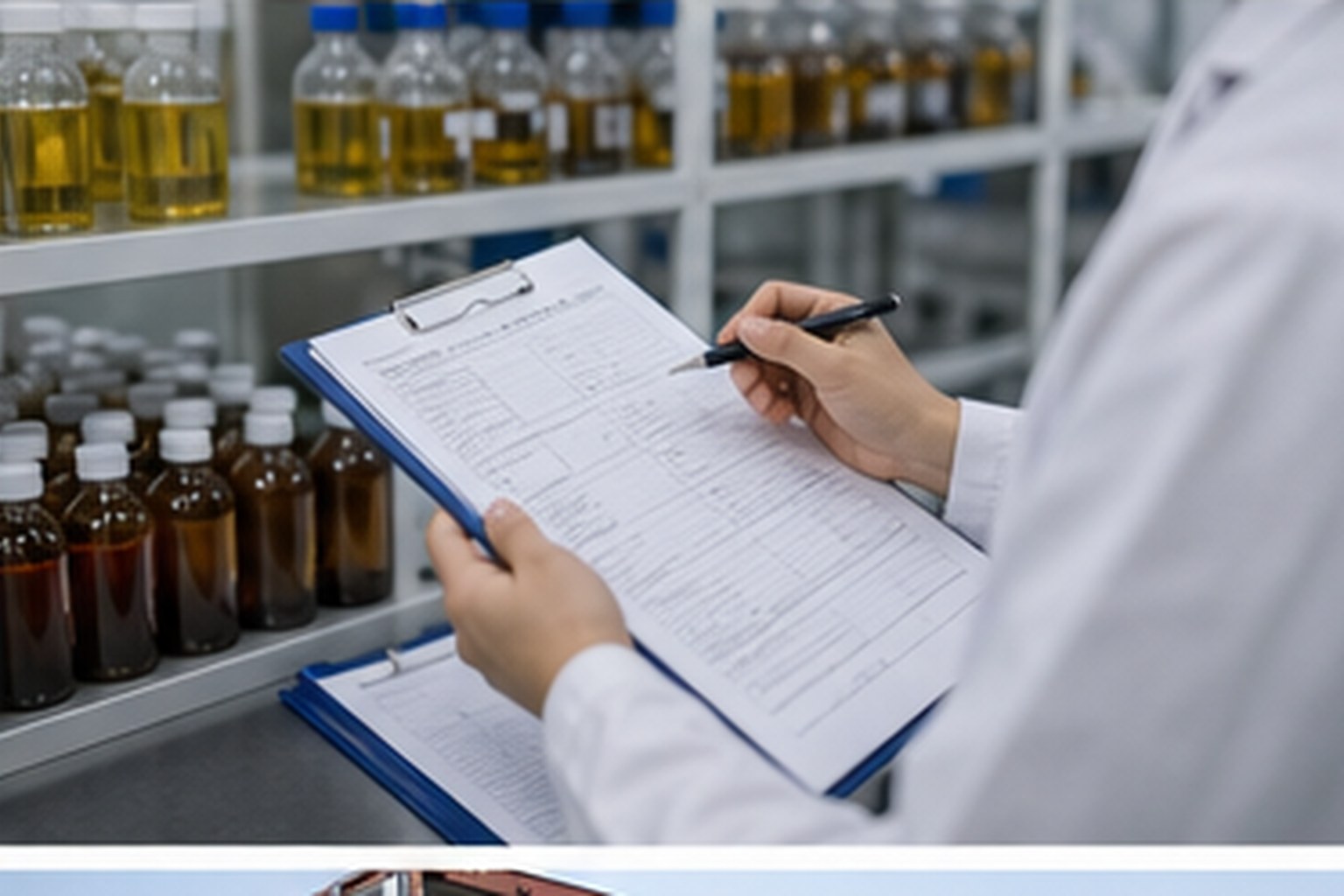 Botanical extract team checking botanical extract batch records and COA documents