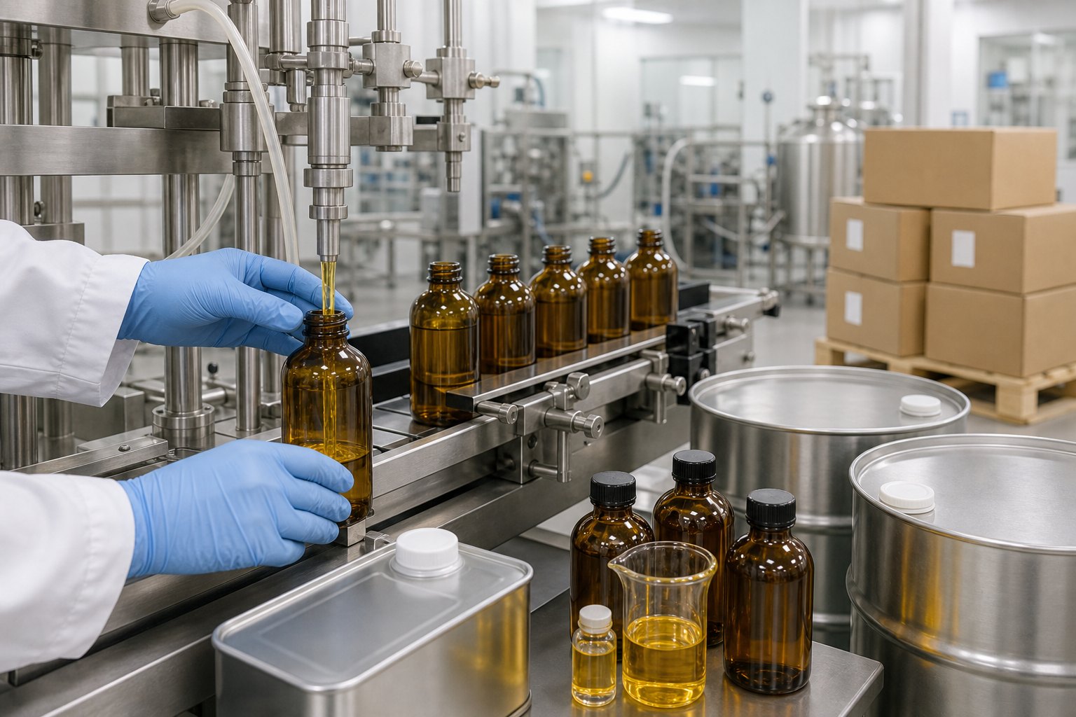 Functional oil ingredient filling and packaging support