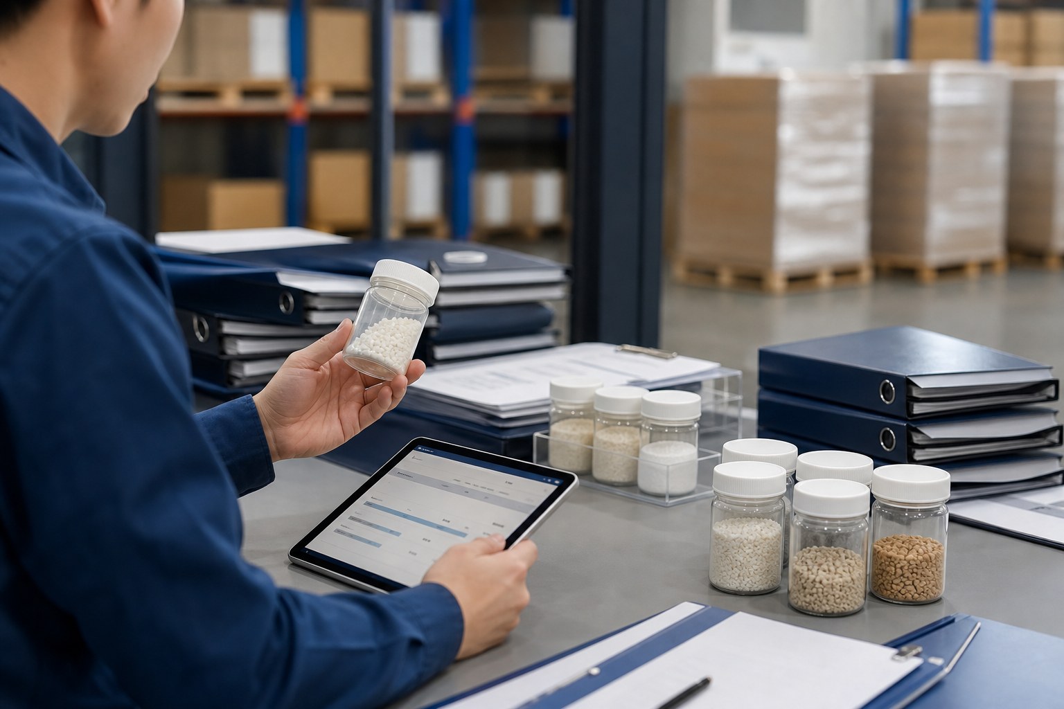 Repeat nutraceutical ingredient order follow-up with retained samples, batch folders and shipment documents