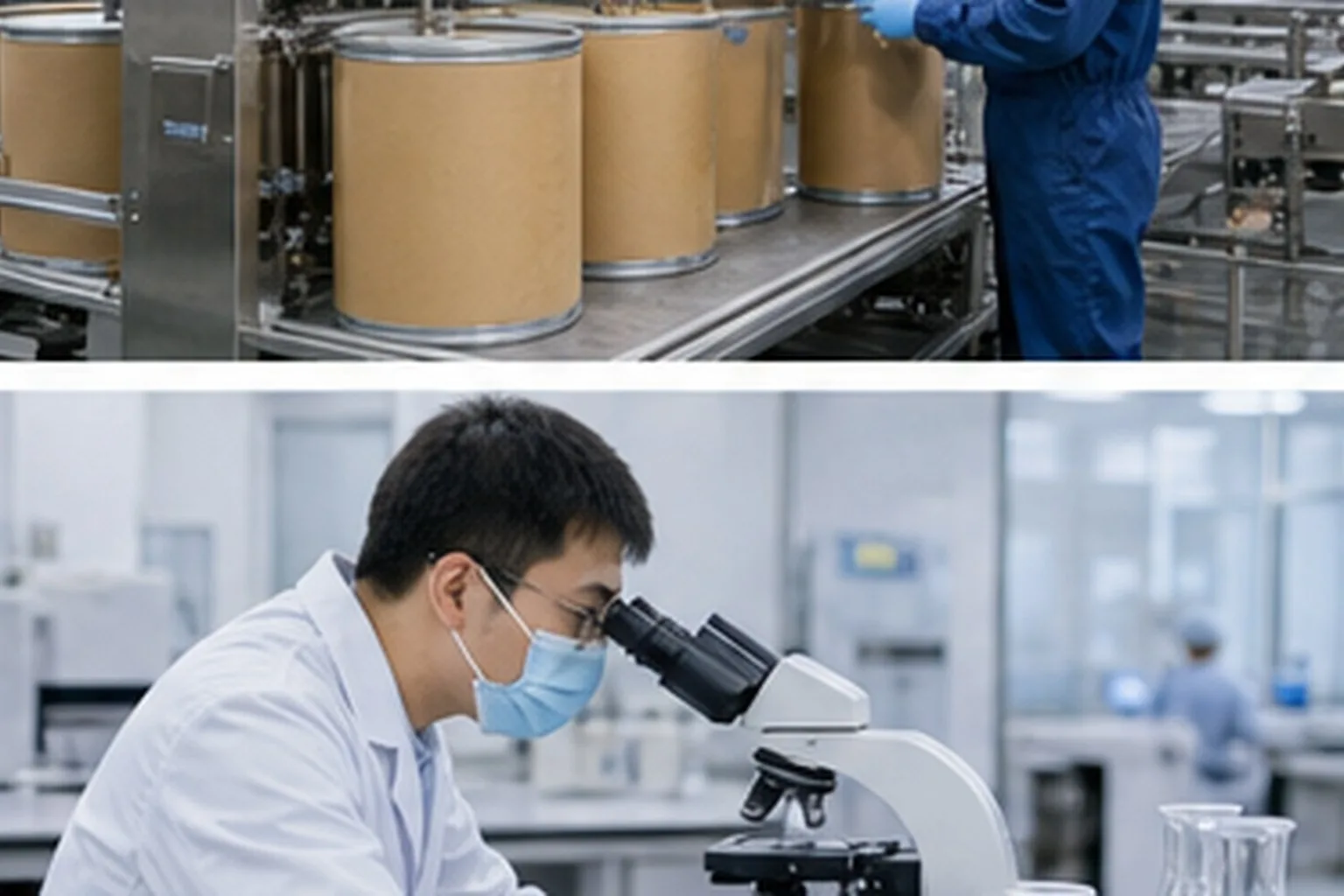 Amino acid and derivative technician reviewing microbiology testing for amino acid batch release