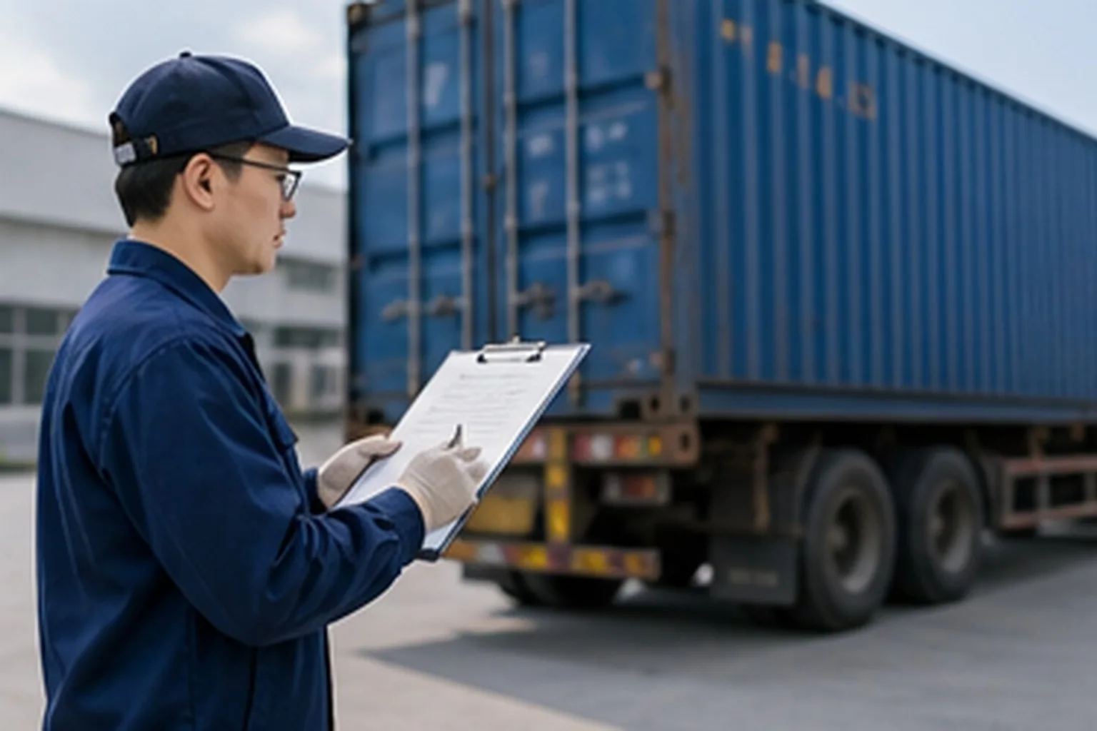 Functional ingredient logistics staff checking export container loading documents for ingredient shipment