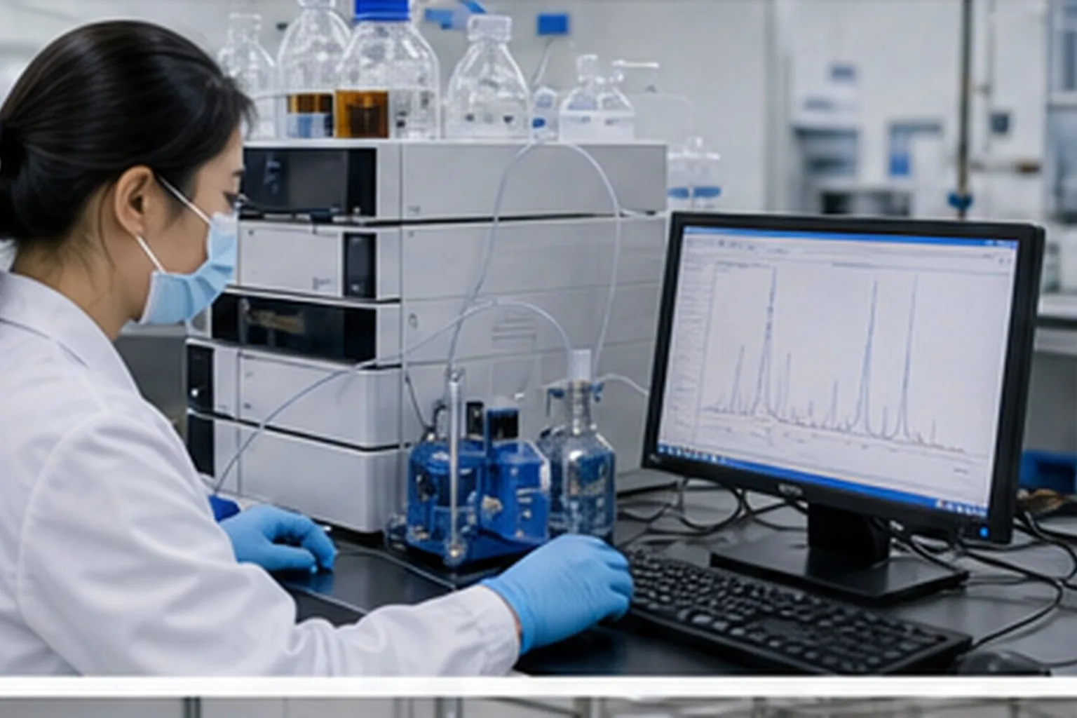 Fungal and fermentation ingredient analyst running beta-glucan assay testing for fungal ingredient quality