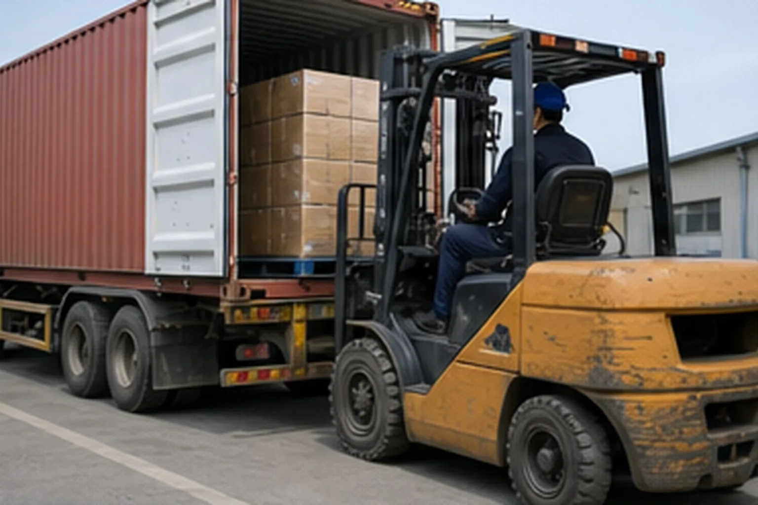 Botanical extract botanical extract pallets loaded into export container with shipment coordination