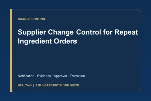 B2B buyer guide cover: Supplier Change Control for Repeat Ingredient Orders